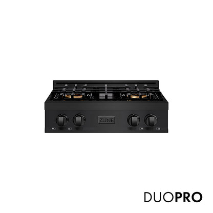 ZLINE 30 in. Classic Gas Rangetop with 4 Burner DuoPro™ Cooktop in Black Stainless Steel, Open Box-Great Condition