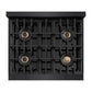ZLINE 30 in. Classic Gas Rangetop with 4 Burner DuoPro™ Cooktop in Black Stainless Steel (PCRTB-30) top-down, above cooktop.