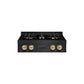 ZLINE Autograph Edition 30 in. Classic Gas Rangetop with 4 Burner DuoPro™ Cooktop in Black Stainless Steel and Champagne Bronze Accents (PCRTBZ-30-CB) front.