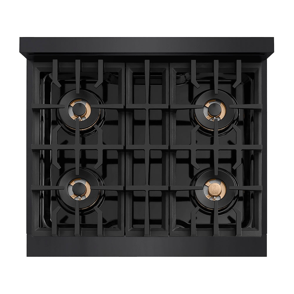 ZLINE Autograph Edition 30 in. Classic Gas Rangetop with 4 Burner DuoPro™ Cooktop in Black Stainless Steel and Champagne Bronze Accents, Open Box-Good Condition