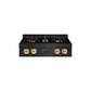 ZLINE Autograph Edition 30 in. Classic Gas Rangetop with 4 Burner DuoPro™ Cooktop in Black Stainless Steel and Polished Gold Accents (PCRTBZ-30-G) front.