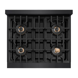 ZLINE Autograph Edition 30 in. Classic Gas Rangetop with 4 Burner DuoPro™ Cooktop in Black Stainless Steel and Polished Gold Accents, Open Box-Good Condition