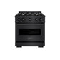 ZLINE 30 in. 4.2 cu. ft. Classic Dual Fuel Range with 4 Burner Gas Cooktop and Electric Convection Oven in Black Stainless Steel, Open Box-Great Condition