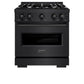 ZLINE 30 in. 4.2 cu. ft. Classic Dual Fuel Range with 4 Burner Gas Cooktop and Electric Convection Oven in Black Stainless Steel, Open Box-Good Condition