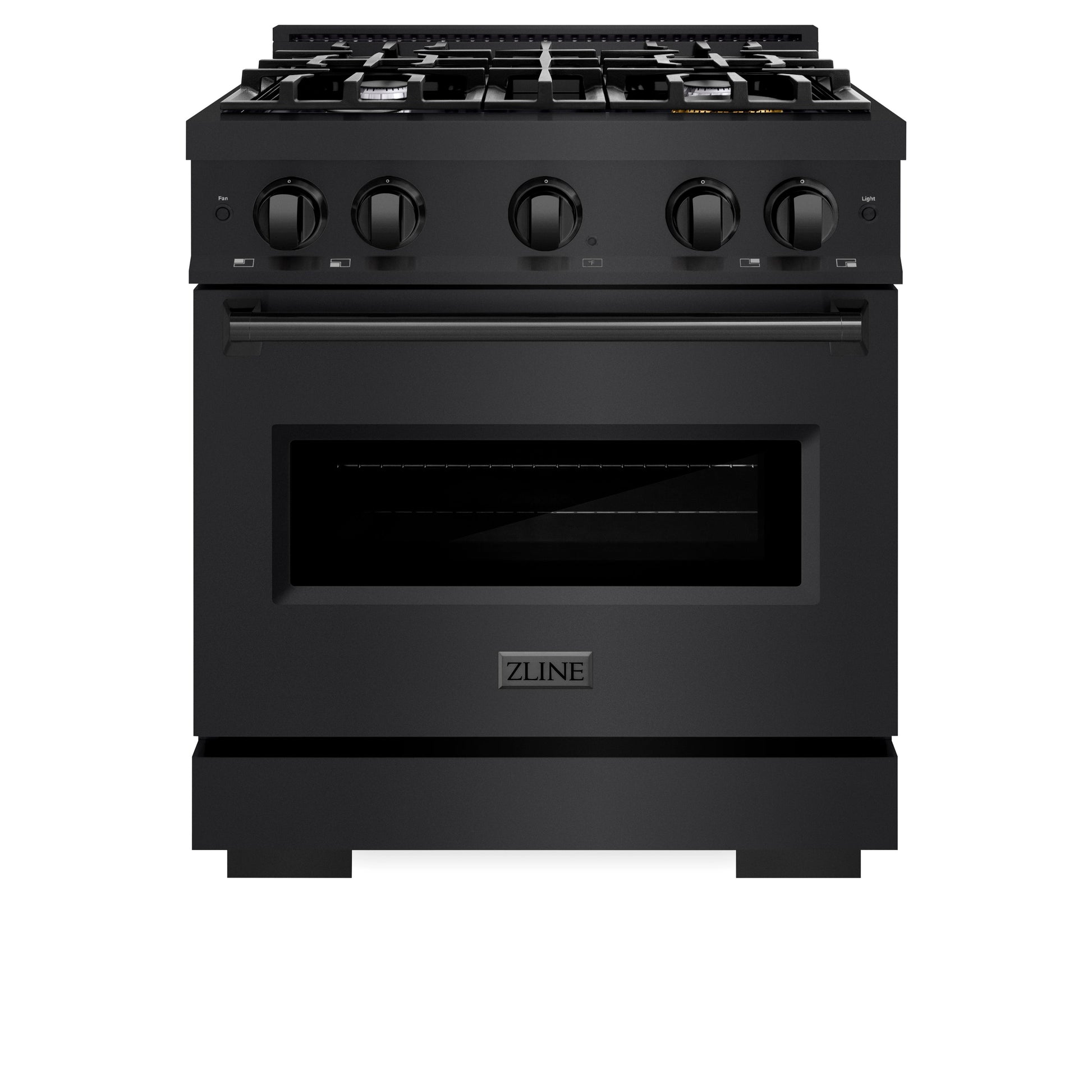 ZLINE 30 in. 4.2 cu. ft. Classic Dual Fuel Range with 4 Burner Gas Cooktop and Electric Convection Oven in Black Stainless Steel, Open Box-Great Condition