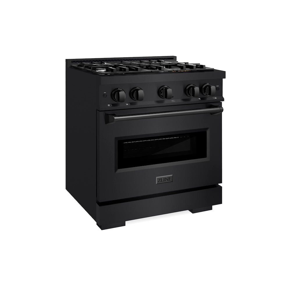 ZLINE 30 in. 4.2 cu. ft. Classic Dual Fuel Range with 4 Burner Gas Cooktop and Electric Convection Oven in Black Stainless Steel, Open Box-Good Condition