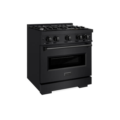 ZLINE 30 in. 4.2 cu. ft. Classic Dual Fuel Range with 4 Burner Gas Cooktop and Electric Convection Oven in Black Stainless Steel, Open Box-Good Condition