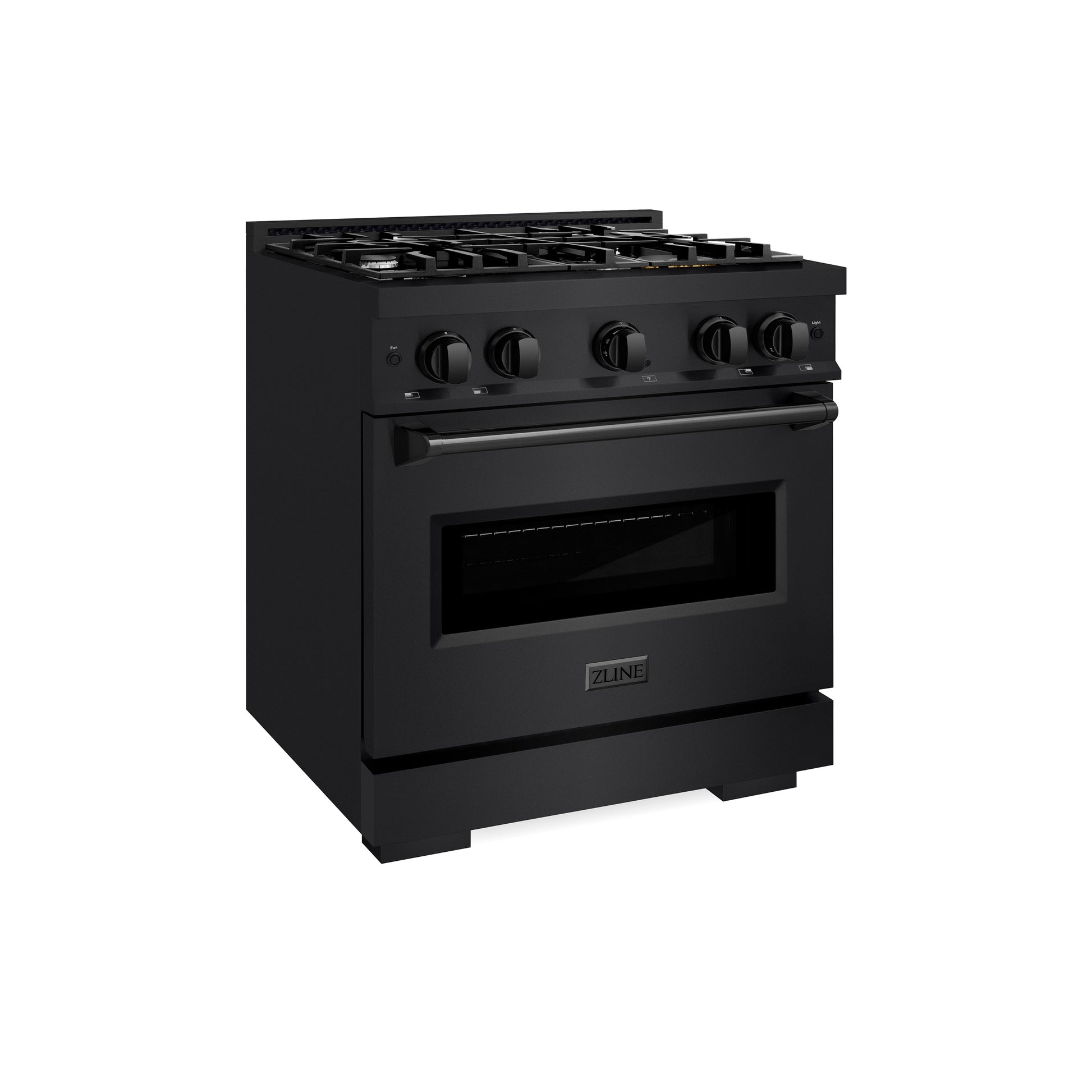 ZLINE 30 in. 4.2 cu. ft. Classic Dual Fuel Range with 4 Burner Gas Cooktop and Electric Convection Oven in Black Stainless Steel, Open Box-Great Condition