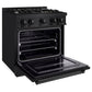 ZLINE 30 in. 4.2 cu. ft. Classic Dual Fuel Range with 4 Burner Gas Cooktop and Electric Convection Oven in Black Stainless Steel, Open Box-Great Condition