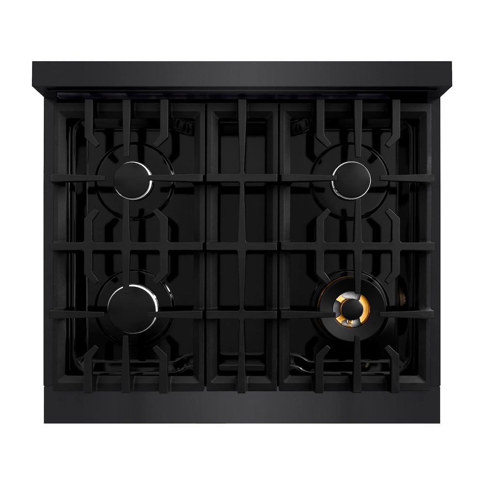 ZLINE 30 in. 4.2 cu. ft. Classic Dual Fuel Range with 4 Burner Gas Cooktop and Electric Convection Oven in Black Stainless Steel, Open Box-Good Condition