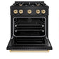ZLINE Autograph Edition 30 in. 4.2 cu. ft. Classic Dual Fuel Range with 4 Burner Gas Cooktop and Electric Convection Oven in Black Stainless Steel with Polished Gold Accents, Open Box-Good Condition