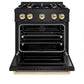 ZLINE Autograph Edition 30 in. 4.2 cu. ft. Classic Dual Fuel Range with 4 Burner Gas Cooktop and Electric Convection Oven in Black Stainless Steel with Polished Gold Accents, Open Box-Great Condition