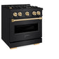 ZLINE Autograph Edition 30 in. 4.2 cu. ft. Classic Dual Fuel Range with 4 Burner Gas Cooktop and Electric Convection Oven in Black Stainless Steel with Polished Gold Accents, Open Box-Good Condition