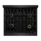 ZLINE Autograph Edition 30 in. 4.2 cu. ft. Classic Dual Fuel Range with 4 Burner Gas Cooktop and Electric Convection Oven in Black Stainless Steel with Polished Gold Accents, Open Box-Good Condition