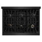 ZLINE Autograph Edition 36 in. 5.2 cu. ft. Classic Dual Fuel Range with 6 Burner Gas Cooktop and Electric Convection Oven in Black Stainless Steel with Champagne Bronze Accents, Open Box-Great Condition