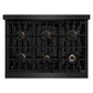 ZLINE Autograph Edition 36 in. 5.2 cu. ft. Classic Dual Fuel Range with 6 Burner Gas Cooktop and Electric Convection Oven in Black Stainless Steel with Champagne Bronze Accents, Open Box-Good Condition