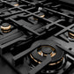 ZLINE 48 in. Classic Gas Rangetop with 8 Brass Burners and Porcelain Cooktop in Black Stainless Steel (RTB-BR-48) dual function brass burner spread and grates.