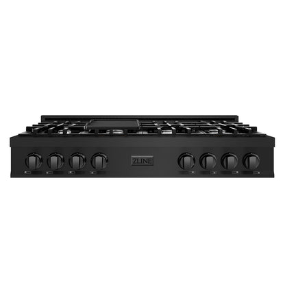 ZLINE 48 in. Classic Gas Rangetop with 8 Burners and Porcelain Cooktop in Black Stainless Steel, Open Box-Good Condition