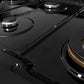 ZLINE 48 in. Classic Gas Rangetop with 8 Burners and Porcelain Cooktop in Black Stainless Steel (RTB2-48) burners on black porcelain cooktop with no grates.