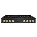 ZLINE Autograph Edition 48 in. Classic Gas Rangetop with 8 Burners and Porcelain Cooktop in Black Stainless Steel with Champagne Bronze Accents (RTBZ-48-CB)