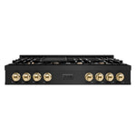 ZLINE Autograph Edition 48 in. Classic Gas Rangetop with 8 Burners and Porcelain Cooktop in Black Stainless Steel with Polished Gold Accents (RTBZ-48-G)