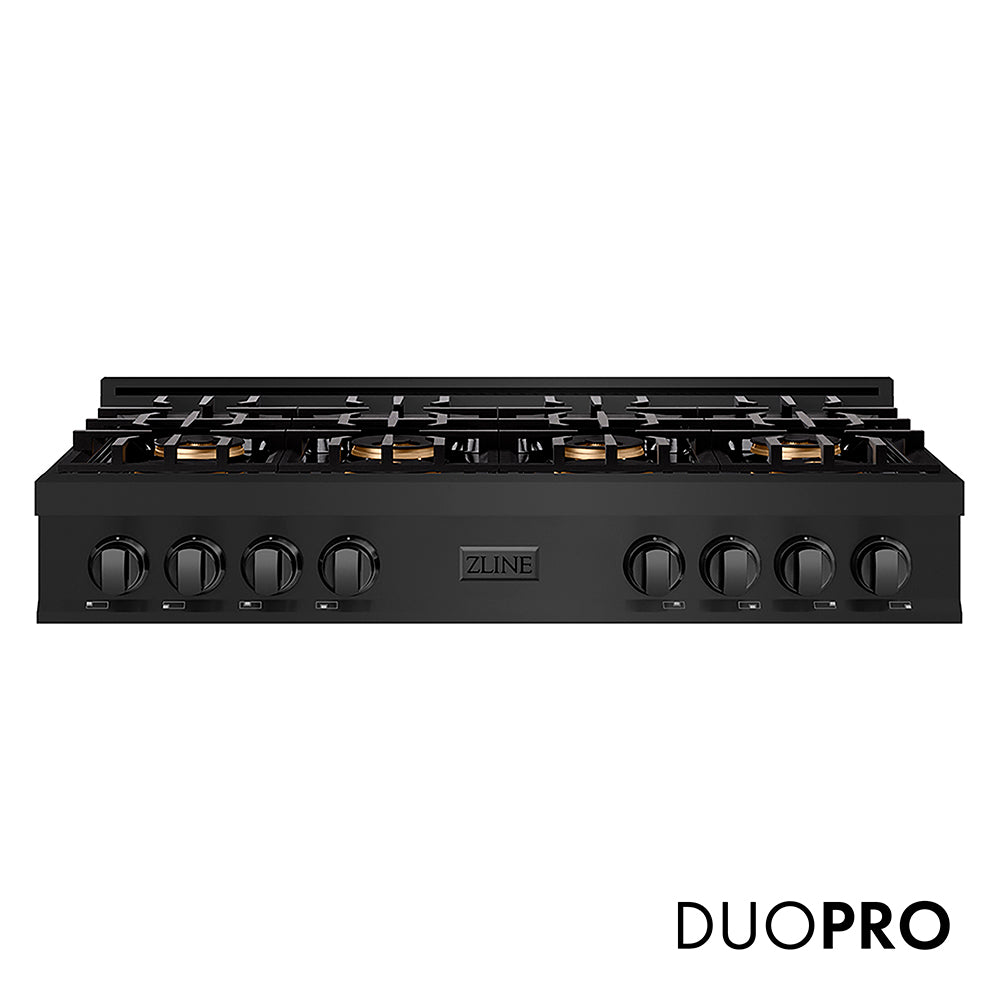 ZLINE 48 in. Classic Gas Rangetop with 8 Burner DuoPro™ Cooktop in Black Stainless Steel, Open Box-Great Condition main image.