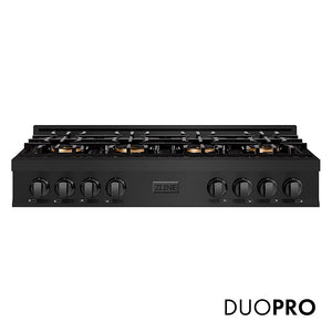 ZLINE 48 in. Classic Gas Rangetop with 8 Burner DuoPro™ Cooktop in Black Stainless Steel, Open Box-Great Condition main image.