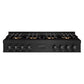 ZLINE 48 in. Classic Gas Rangetop with 8 Burner DuoPro™ Cooktop in Black Stainless Steel (PCRTB-48) front.