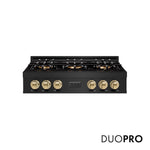 ZLINE Autograph Edition 36 in. Classic Gas Rangetop with 6 Burner DuoPro™ Cooktop in Black Stainless Steel and Champagne Bronze Accents, Open Box-Good Condition