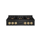 ZLINE Autograph Edition 36 in. Classic Gas Rangetop with 6 Burner DuoPro™ Cooktop in Black Stainless Steel and Champagne Bronze Accents (PCRTBZ-36-CB) front.