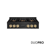 ZLINE Autograph Edition 36 in. Classic Gas Rangetop with 6 Burner DuoPro™ Cooktop in Black Stainless Steel and Polished Gold Accents, Open Box-Good Condition