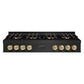 ZLINE Autograph Edition 48 in. Classic Gas Rangetop with 8 Burner DuoPro™ Cooktop in Black Stainless Steel and Champagne Bronze Accents (PCRTBZ-48-CB) front.