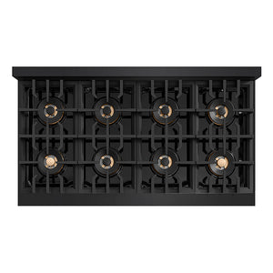ZLINE Autograph Edition 48 in. Classic Gas Rangetop with 8 Burner DuoPro™ Cooktop in Black Stainless Steel and Champagne Bronze Accents, Open Box-Great Condition