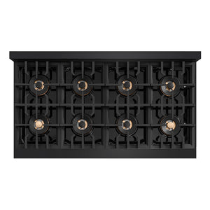 ZLINE Autograph Edition 48 in. Classic Gas Rangetop with 8 Burner DuoPro™ Cooktop in Black Stainless Steel and Polished Gold Accents, Open Box-Good Condition