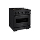 ZLINE 30 in. 4.2 cu. ft. Classic Dual Fuel Range with 4 Burner DuoPro™ Cooktop and Electric Convection Oven in Black Stainless Steel (PCDRB-30) side, oven closed.
