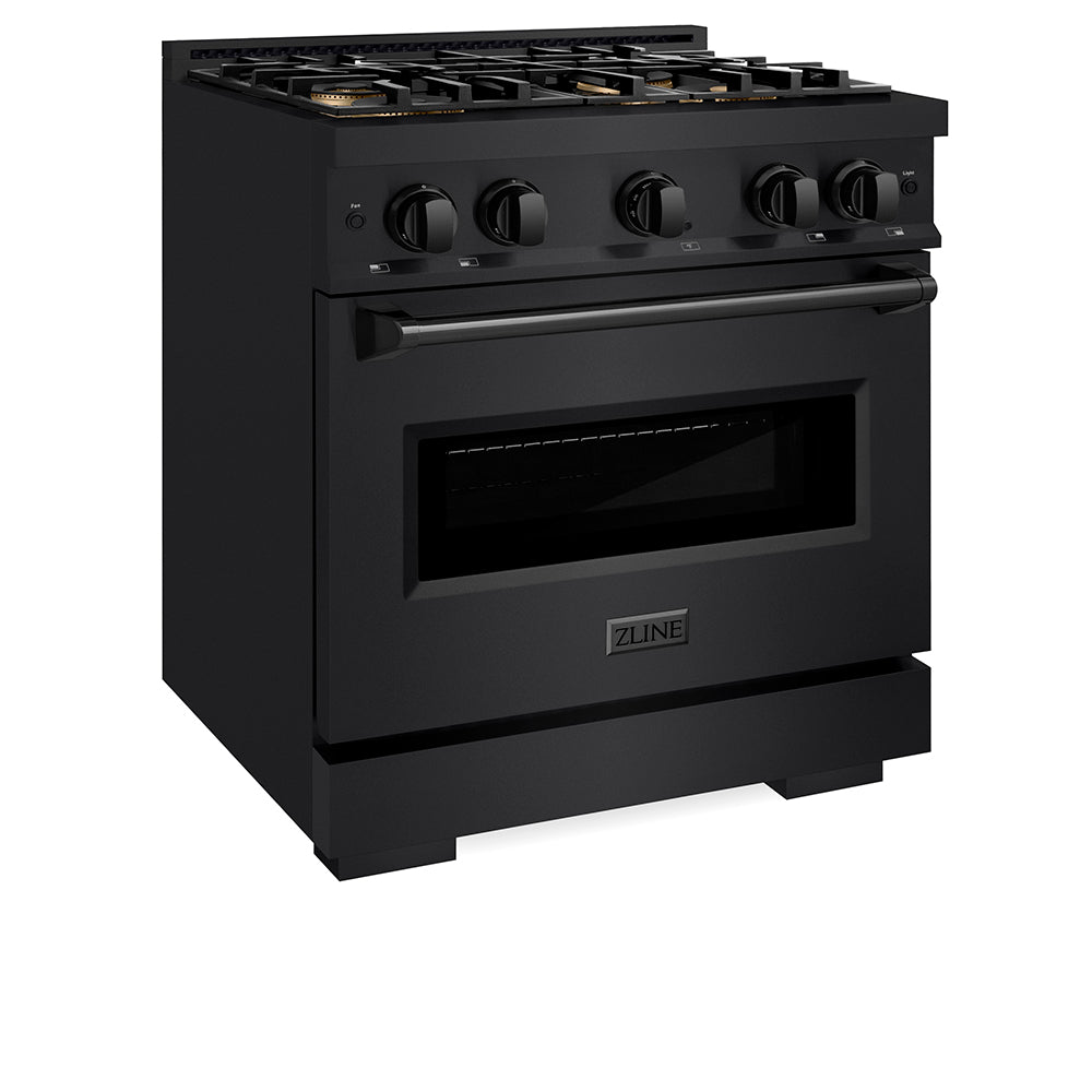 ZLINE 30 in. 4.2 cu. ft. Classic Dual Fuel Range with 4 Burner DuoPro™ Cooktop and Electric Convection Oven in Black Stainless Steel, Open Box-Great Condition