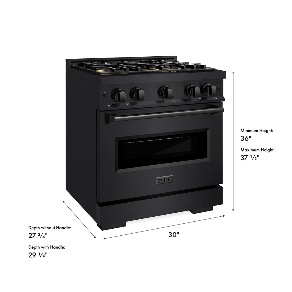 ZLINE 30 in. 4.2 cu. ft. Classic Dual Fuel Range with 4 Burner DuoPro™ Cooktop and Electric Convection Oven in Black Stainless Steel, Open Box-Great Condition