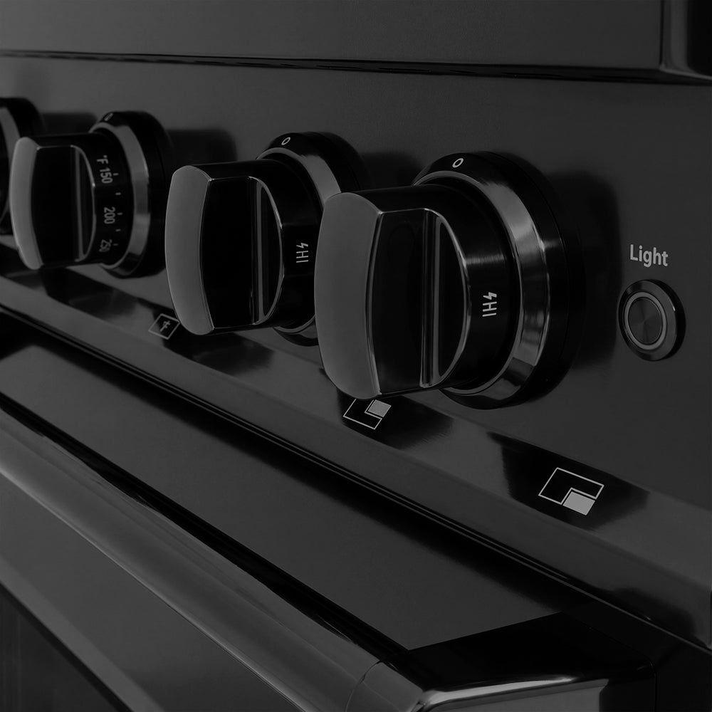 ZLINE 30 in. 4.2 cu. ft. Classic Dual Fuel Range with 4 Burner DuoPro™ Cooktop and Electric Convection Oven in Black Stainless Steel, Open Box-Great Condition