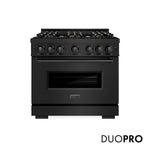ZLINE 36 in. 5.2 cu. ft. Classic Dual Fuel Range with 6 Burner DuoPro™ Cooktop and Electric Convection Oven in Black Stainless Steel, Open Box-Great Condition