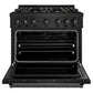 ZLINE 36 in. 5.2 cu. ft. Classic Dual Fuel Range with 6 Burner DuoPro™ Cooktop and Electric Convection Oven in Black Stainless Steel, Open Box-Great Condition