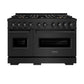 ZLINE 48 in. 6.7 cu. ft. Classic Dual Fuel Range with 8 Burner DuoPro™ Cooktop and Dual Ovens in Black Stainless Steel, Open Box-Great Condition