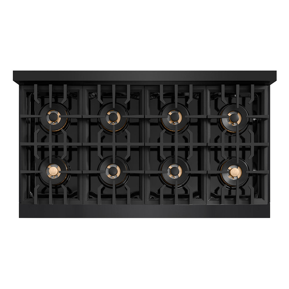 ZLINE 48 in. 6.7 cu. ft. Classic Dual Fuel Range with 8 Burner DuoPro™ Cooktop and Dual Ovens in Black Stainless Steel, Open Box-Great Condition