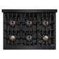 ZLINE Autograph Edition 36 in. 5.2 cu. ft. Classic Dual Fuel Range with 6 Burner DuoPro™ Cooktop and Electric Convection Oven in Black Stainless Steel and Champagne Bronze Accents, Open Box-Great Condition