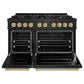 ZLINE Autograph Edition 48 in. 6.7 cu. ft. Classic Dual Fuel Range with 8 Burner DuoPro™ Cooktop and Dual Ovens in Black Stainless Steel and Champagne Bronze Accents, Open Box-Great Condition