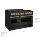 ZLINE Autograph Edition 48 in. 6.7 cu. ft. Classic Dual Fuel Range with 8 Burner DuoPro™ Cooktop and Dual Ovens in Black Stainless Steel and Champagne Bronze Accents, Open Box-Great Condition