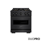 ZLINE 30 in. 4.2 cu. ft. Classic Gas Range with 4 Burner DuoPro™ Cooktop and Convection Gas Oven in Black Stainless Steel, Open Box-Great Condition