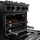 ZLINE 30 in. 4.2 cu. ft. Classic Gas Range with 4 Burner DuoPro™ Cooktop and Convection Gas Oven in Black Stainless Steel, Open Box-Great Condition