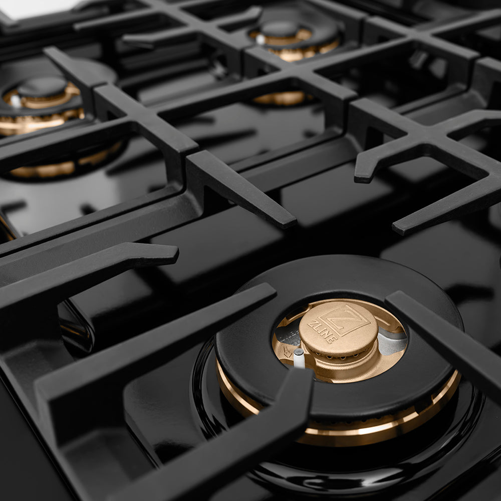 ZLINE 30 in. 4.2 cu. ft. Classic Gas Range with 4 Burner DuoPro™ Cooktop and Convection Gas Oven in Black Stainless Steel, Open Box-Great Condition