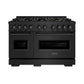ZLINE 48 in. 6.7 cu. ft. Classic Gas Range with 8 Burner DuoPro™ Cooktop and Dual Ovens in Black Stainless Steel, Open Box-Great Condition