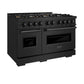 ZLINE 48 in. 6.7 cu. ft. Classic Gas Range with 8 Burner DuoPro™ Cooktop and Dual Ovens in Black Stainless Steel, Open Box-Great Condition